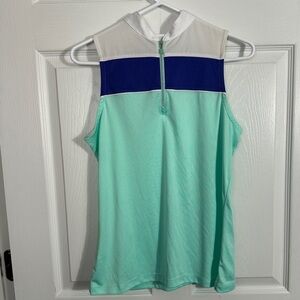 Women's PGA Tour Sleeveless Colorblock Top - Mint and Blue, sz M, activewear